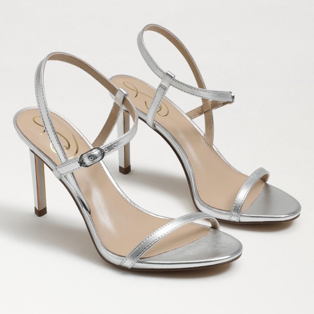 SAM EDELMAN Strappy Heeled Silver Sandal - Sze 7 - Worn Once Indoors